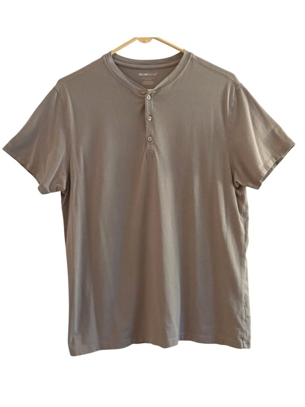 William Rast Mens Large Gray S/S Henley Shirt Pima Cotton Blend Button Placket